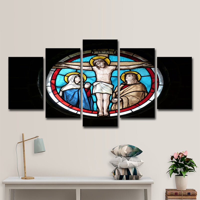 Brehn | Schwarze religiöse Leinwandkunst Kreuz von Jesus Christus modernes Mehrteiliges Wanddekor für zuhause