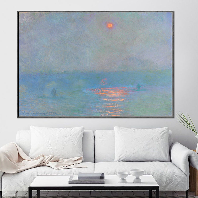 Brehn | Blaue moderne Leinwandkunst Mondreflexion auf Meer Landschaft Wanddekoration für Wohnzimmer