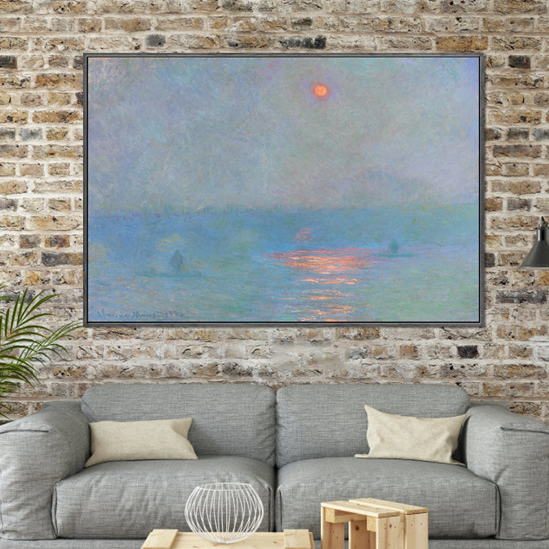 Brehn | Blaue moderne Leinwandkunst Mondreflexion auf Meer Landschaft Wanddekoration für Wohnzimmer
