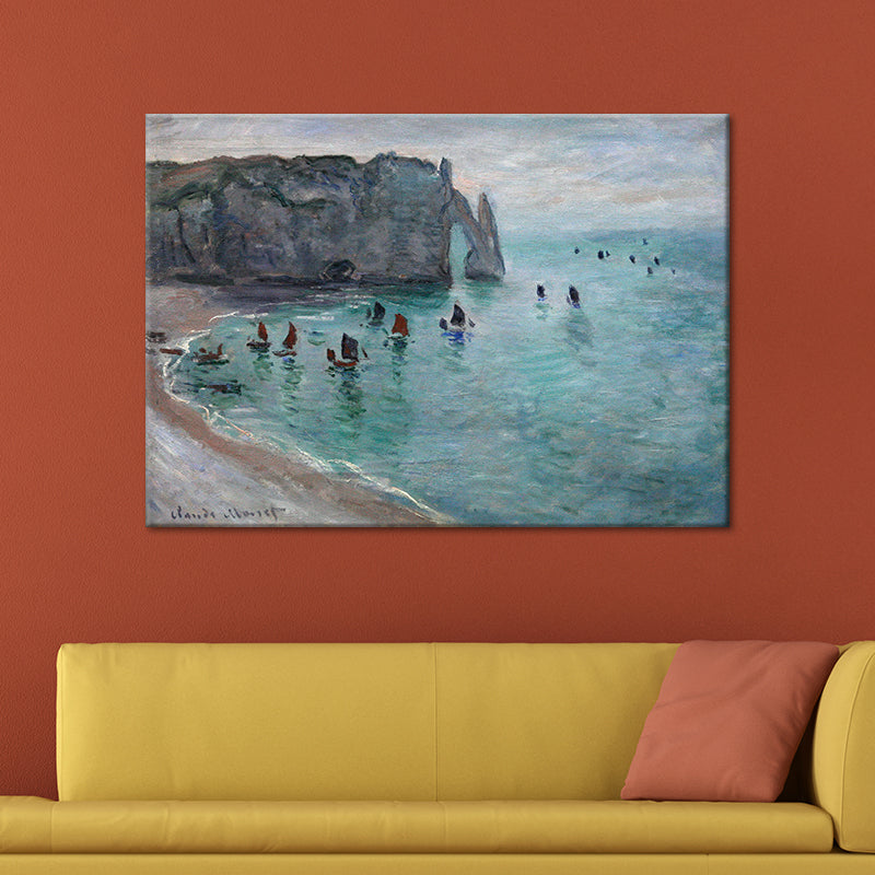 Brehn | Moderne Leinwandwandkunst Pastellfarbe Meer Bogenmalerei Wanddekoration für das Wohnzimmer