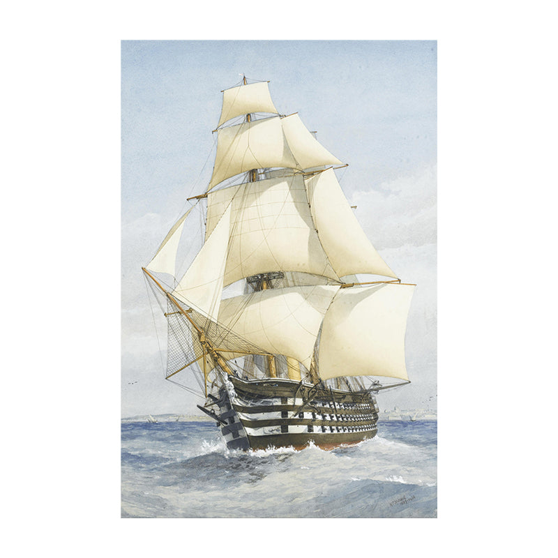 Brehn | Witte Zeilschip Canvas Kunst Textuur Modernistische Stijl Woonkamer Muurdecoratie