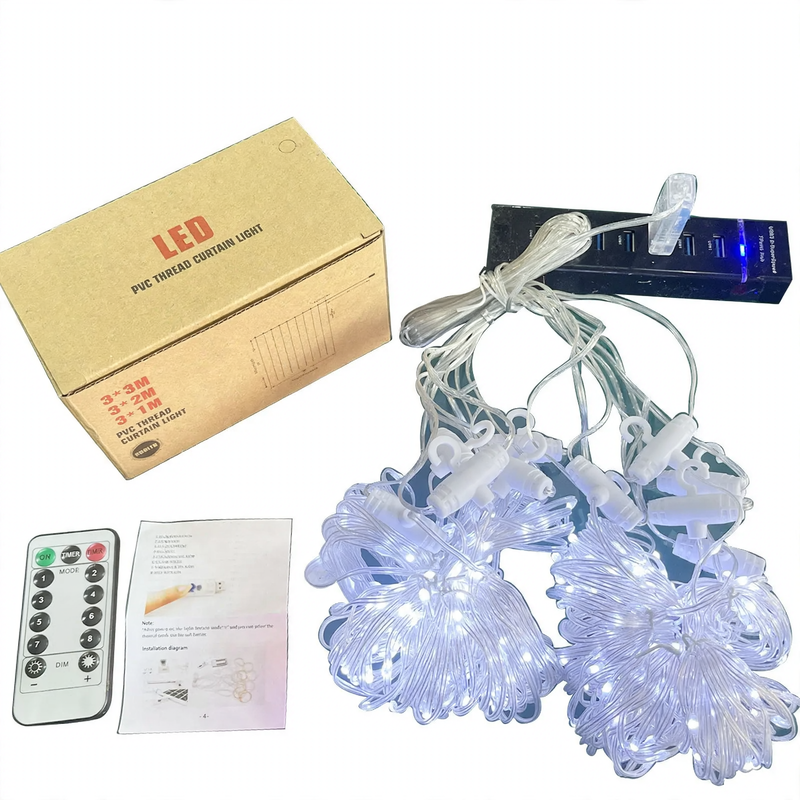 LED-Kupferdraht-Vorhang-Lichterkette mit Fernbedienung