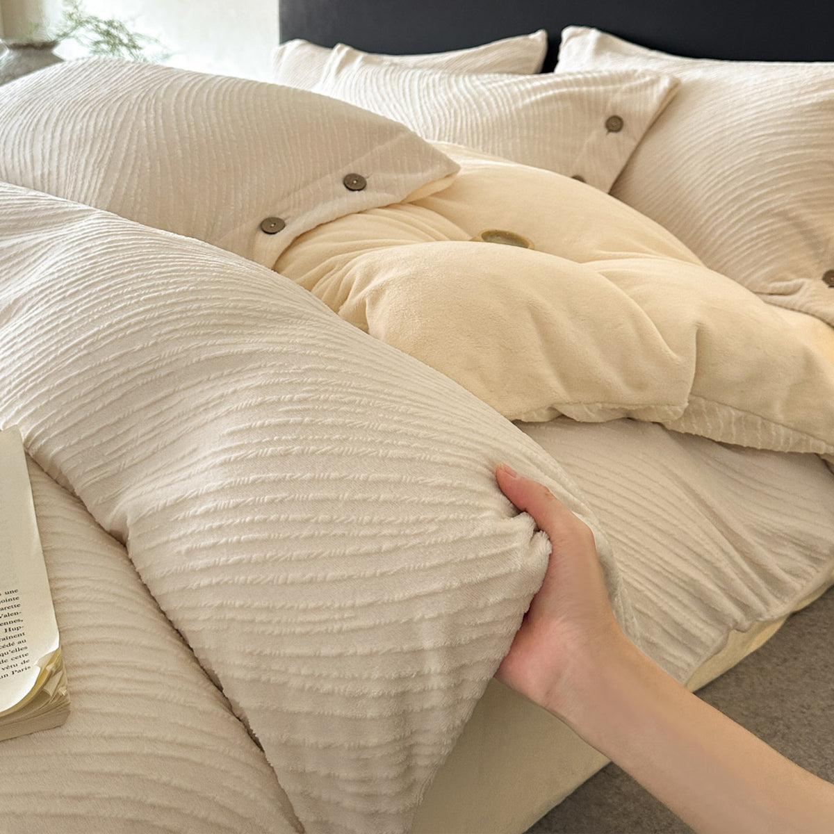 Milchfaser-Fleece Bettwäsche-Set mit Prägung, extra schwer