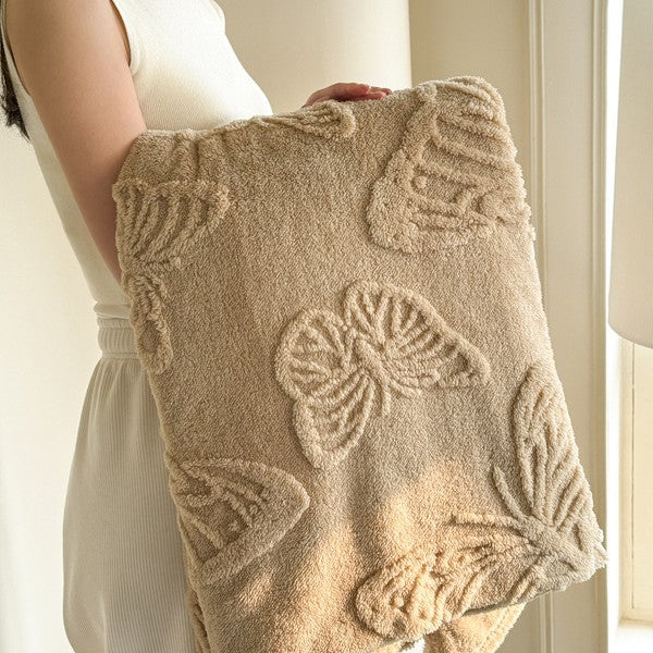 Elegante Flanell-Decke mit Schmetterlings-Jacquard