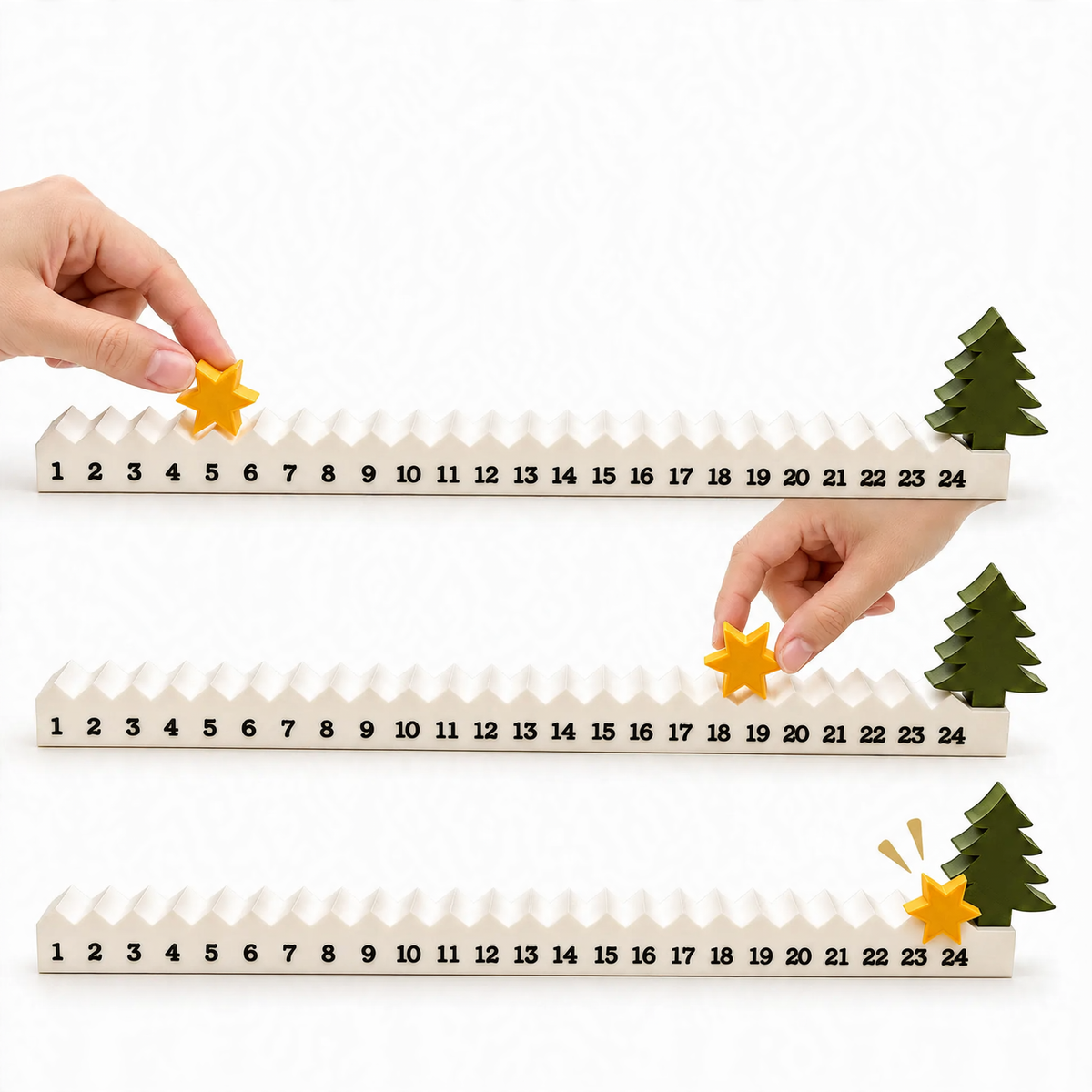 3D-gedruckter Weihnachtsbaum-Adventskalender als Tischdeko