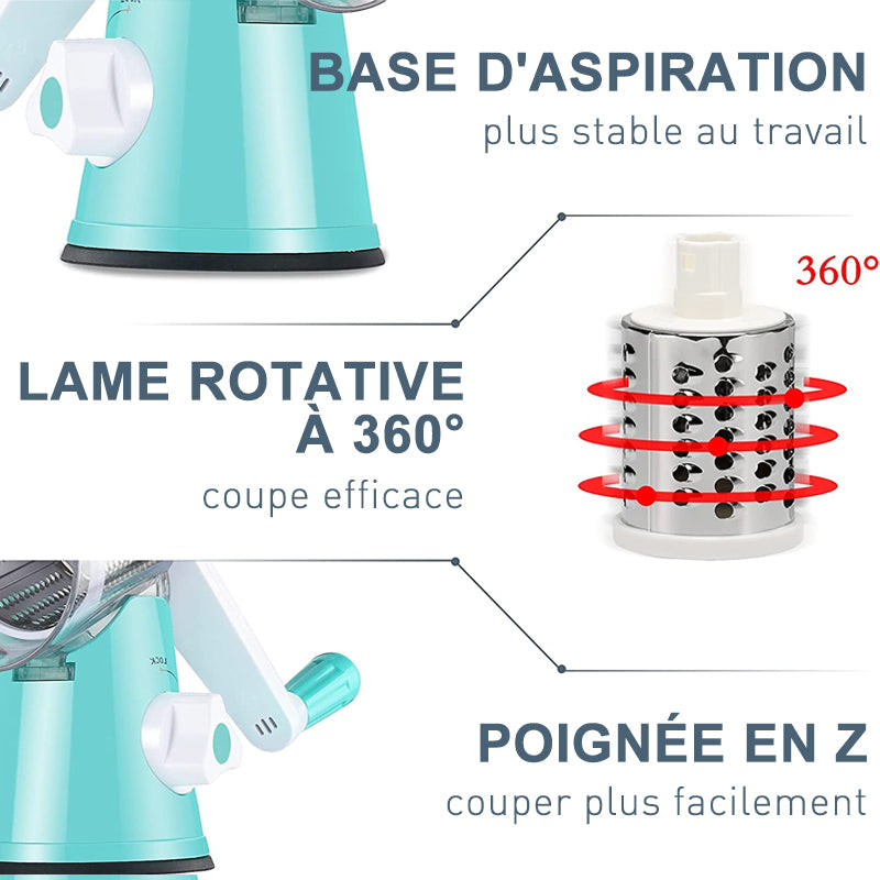 3-in-1 Rotary-Käse-Reibe Gemüseschneider | Brehn