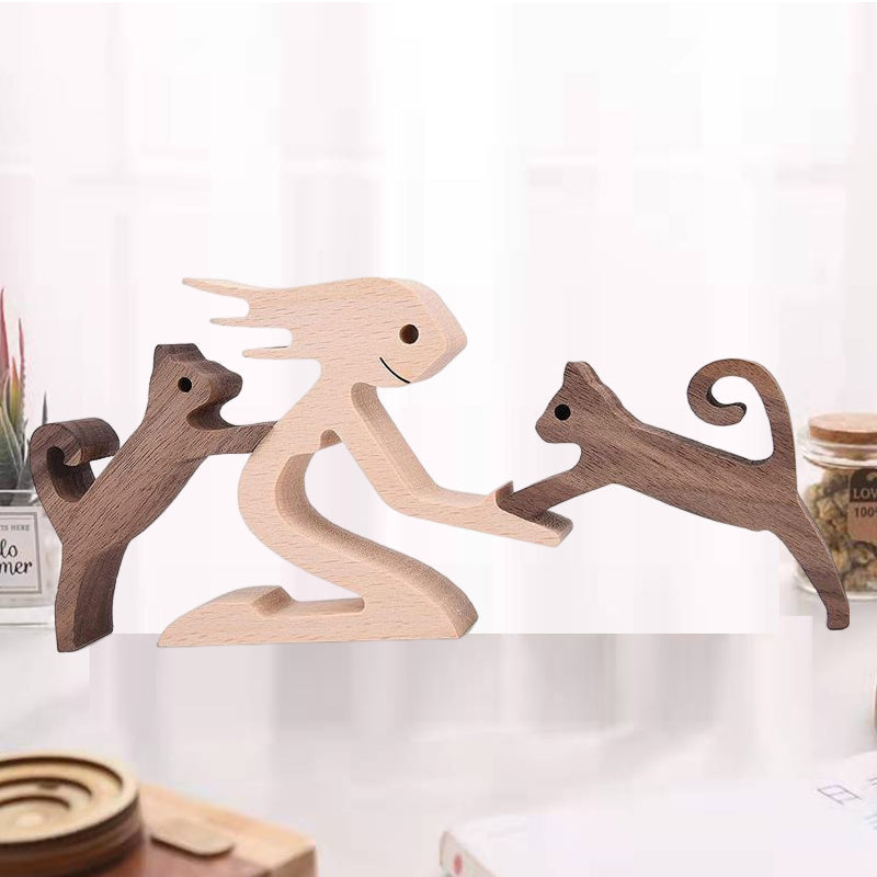 Brehn | Geschenk für Tierliebhaber - Holzskulptur Tisch Ornamente - Die Liebe zwischen Ihnen und Ihrem pelzigen Freund