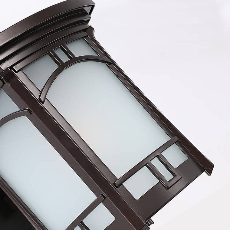 Moderne quadratische Aluminium-Glas-carved 1-Licht Außen wasserdichte Wandlampe | Brehn