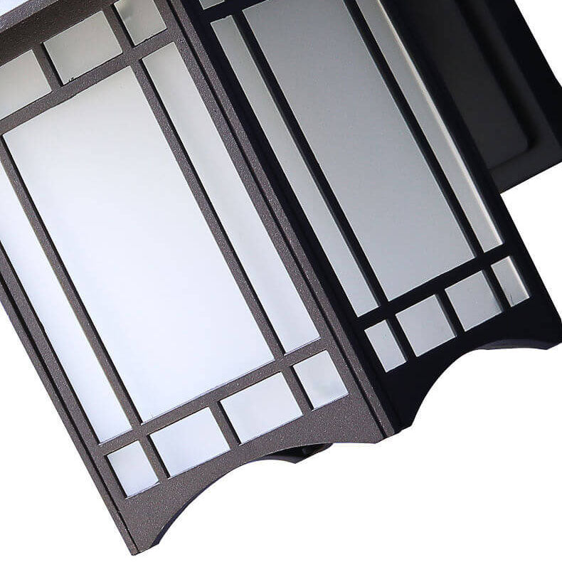 Moderne, wasserdichte Solar-Wandleuchte aus Aluminium in Form eines chinesischen Pavillons mit einem Licht