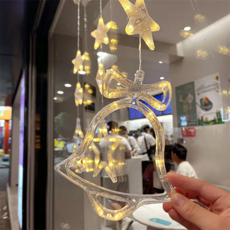 Brehn | Weihnachten 3teilig LED Lichtstern Hängend Baum Saugnapf Fenster Ornamente