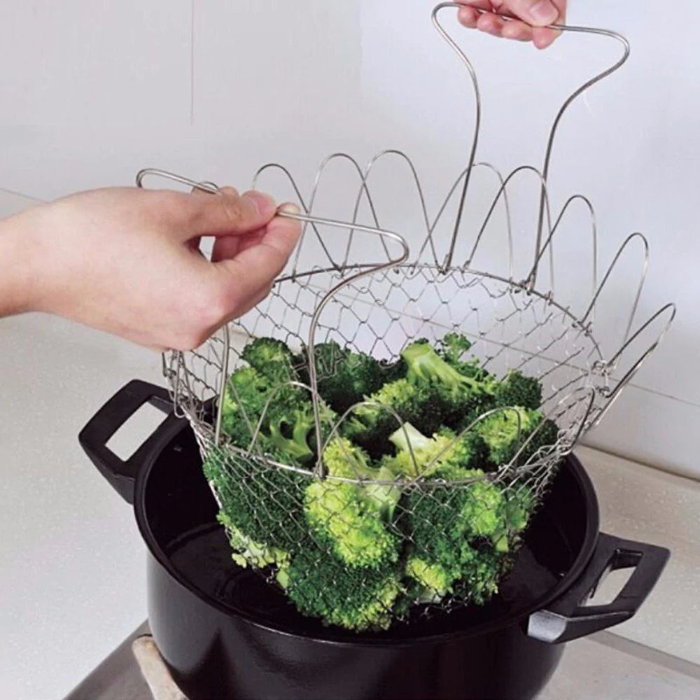 Brehn | GourmetCraft Elite Kochkorb | Vielseitiger Edelstahlkorb für müheloses Kochen und Dämpfen