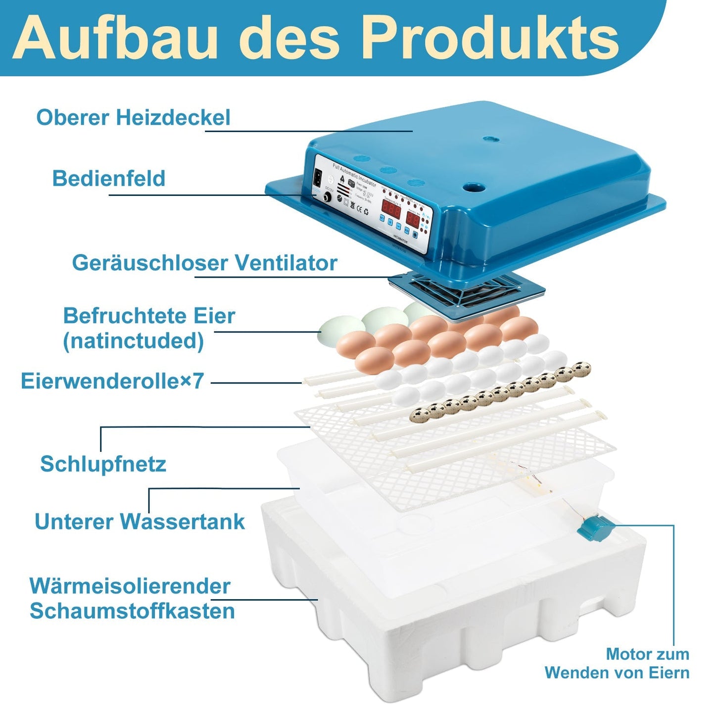 Brutautomat Vollautomatisch Inkubator für Hühner 36 Eier | Brehn