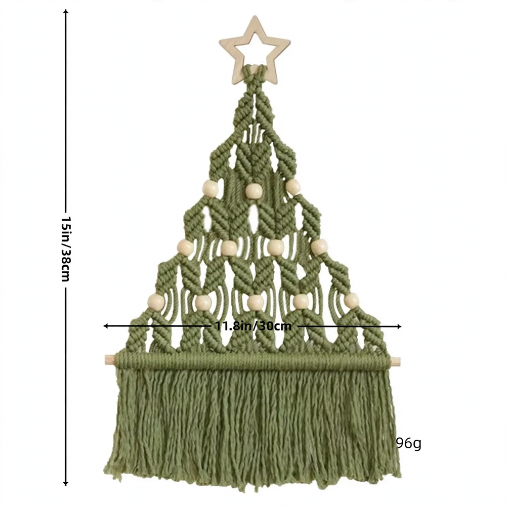 Handgefertir Weihnachtsbaum-Wandbehang aus Baumwollseil