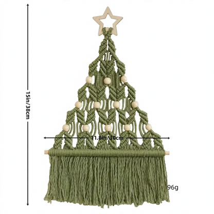 Handgefertir Weihnachtsbaum-Wandbehang aus Baumwollseil
