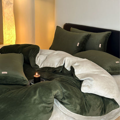 Milchfleece-Bettwäscheset, einfarbig, wärmend, Winter