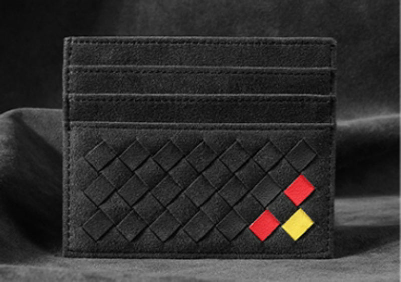 Brehn | Großer Kapazität Slim Geflochtene Wildleder Kartenhalter, für Einkaufen, Reisen, Joggen oder Arbeiten