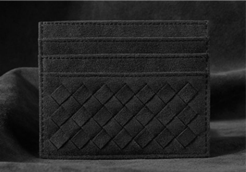 Brehn | Großer Kapazität Slim Geflochtene Wildleder Kartenhalter, für Einkaufen, Reisen, Joggen oder Arbeiten