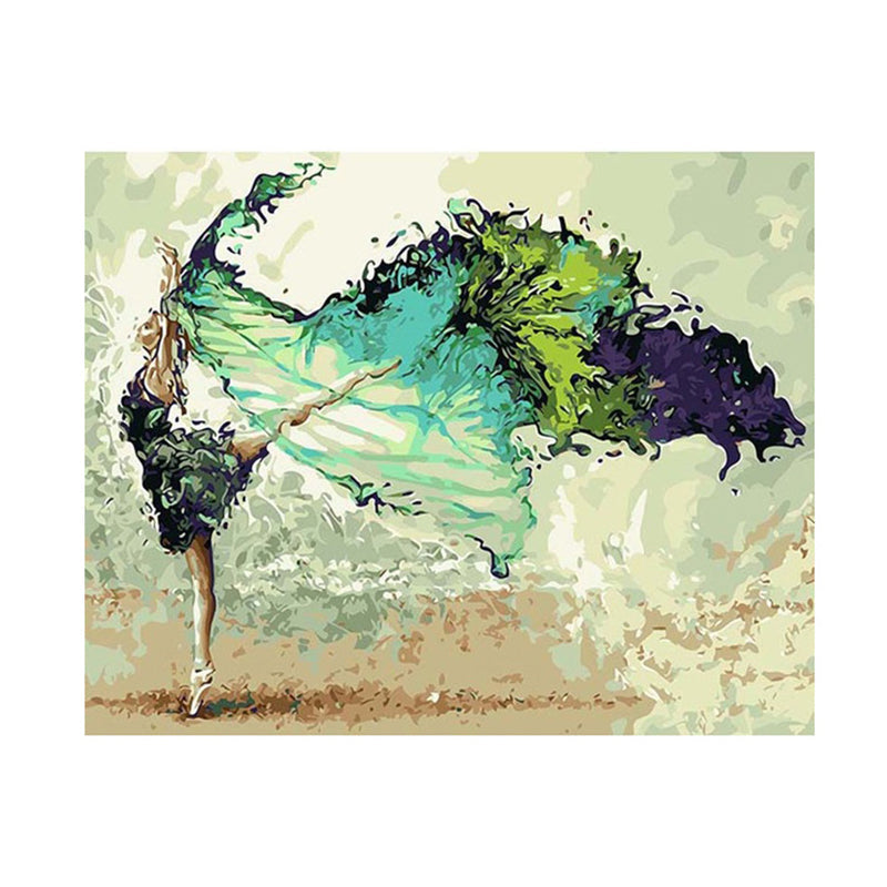 Brehn | Modernistische Vrouw Danst Wandkunst Canvas Textured Groene Schilderij voor Woonkamer