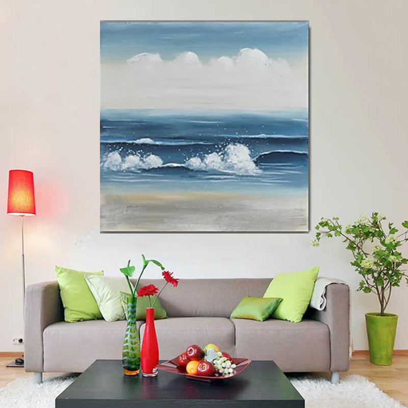 Brehn | Textured Surges Wandkunst Druck Leinwand Zeitgenössisches Gemälde für das Wohnzimmer, Blau