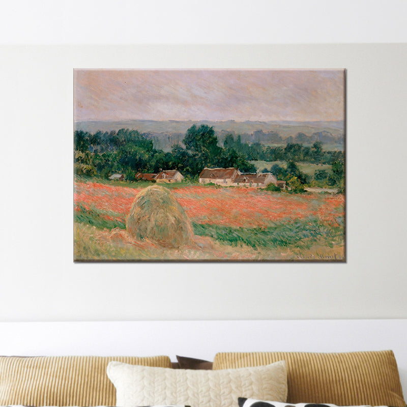 Brehn | schilderachtige hooiberg schilderij wandkunst voor slaapkamer plattelandslandschap gewikkeld canvas