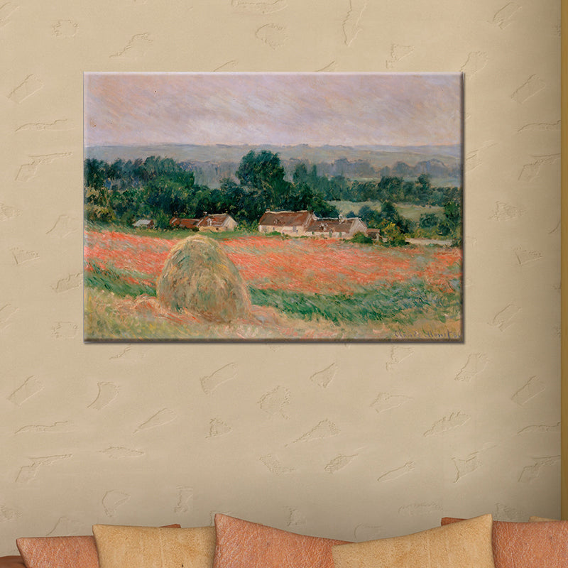 Brehn | schilderachtige hooiberg schilderij wandkunst voor slaapkamer plattelandslandschap gewikkeld canvas
