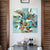 Brehn | Moderne Abstracte Graffiti Schilderij Blauwe Geweven Oppervlak Wanddecoratie Print voor Eetkamer