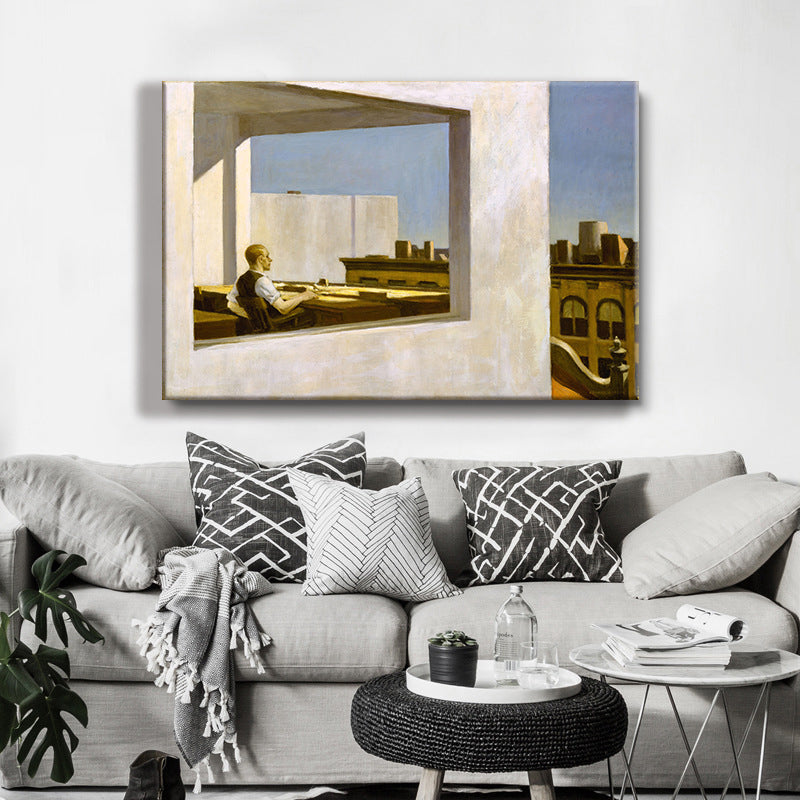 Brehn | Leisure Time in Cafe Canvas Textured Contemporary Woonkamer Wanddecoratie in Wit