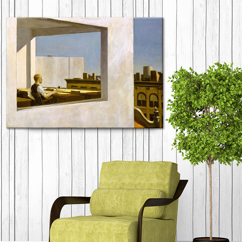 Brehn | Leisure Time in Cafe Canvas Textured Contemporary Woonkamer Wanddecoratie in Wit