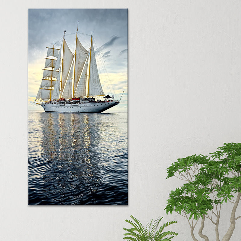 Brehn | Tropische Leinwand Wandkunst Blau Segelschiff auf dem Ozean Wanddekor für das Wohnzimmer