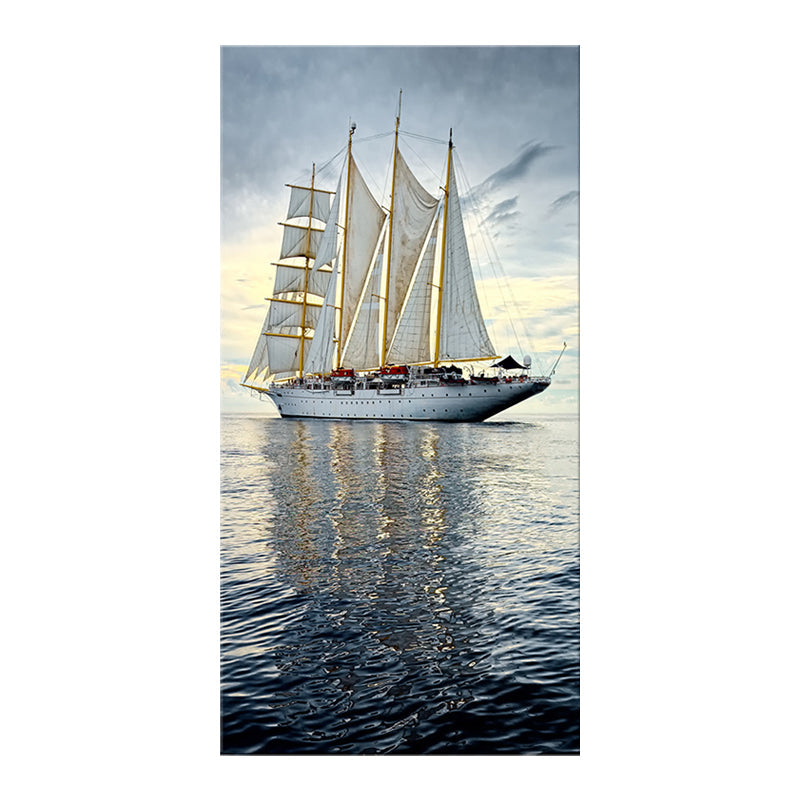 Brehn | Tropische Leinwand Wandkunst Blau Segelschiff auf dem Ozean Wanddekor für das Wohnzimmer