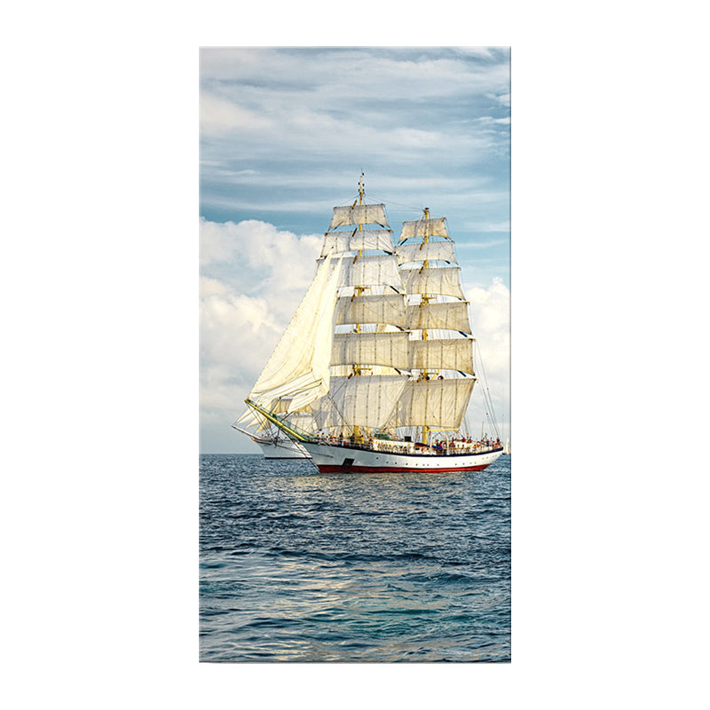 Brehn | Tropische Leinwand Wandkunst Blau Segelschiff auf dem Ozean Wanddekor für das Wohnzimmer