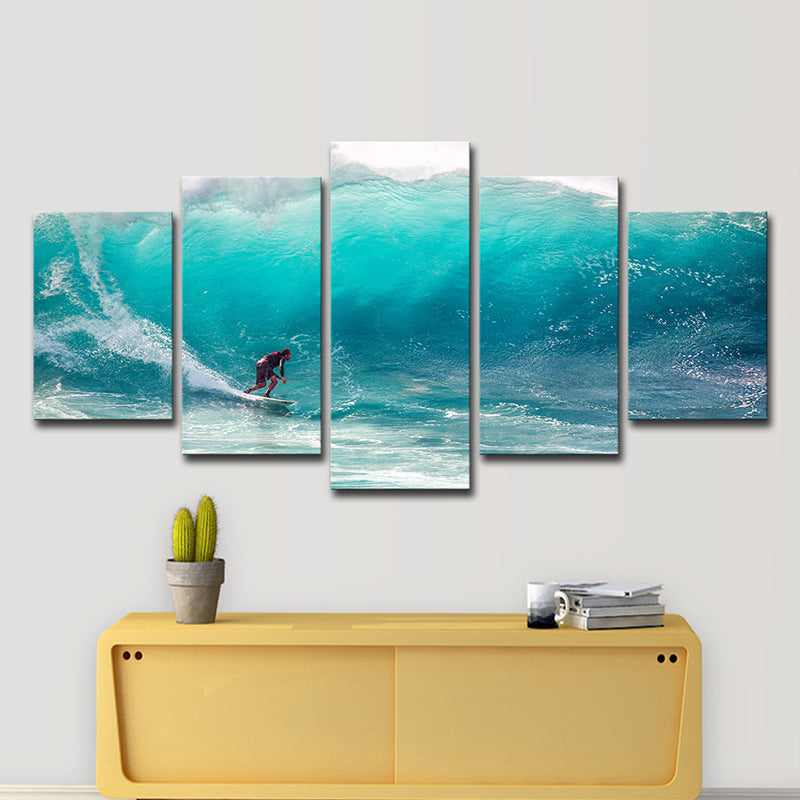 Brehn | Tropics Big-Wave Surfing Wandkunst Blau Jungenzimmer Wanddekor, Mehrteilig