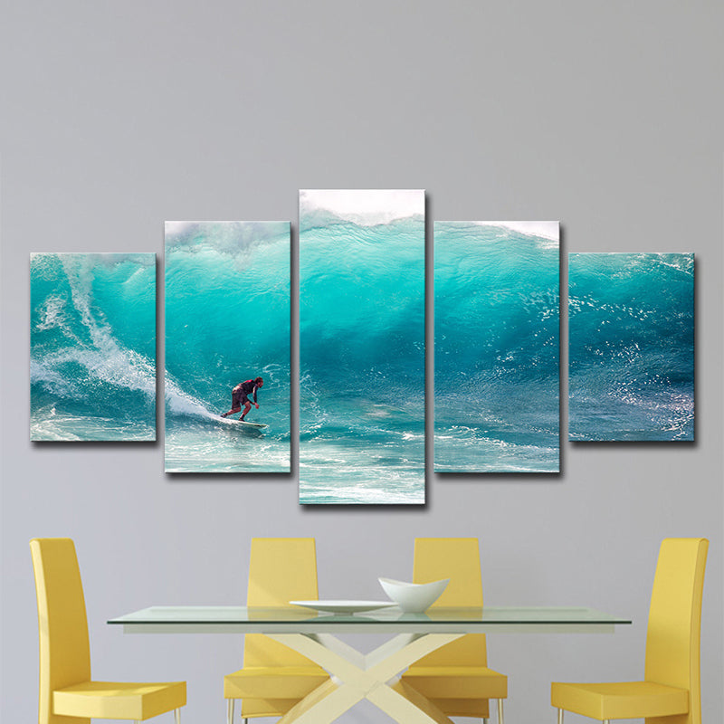 Brehn | Tropics Big-Wave Surfing Wandkunst Blau Jungenzimmer Wanddekor, Mehrteilig