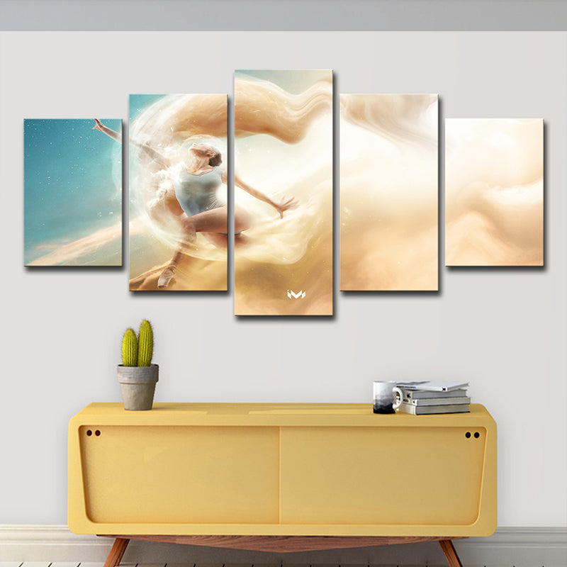 Brehn | Mehrteilige Tänzer Wandkunst Moderner Stil Leinwanddruck in Hellbraun für das Mädchenzimmer
