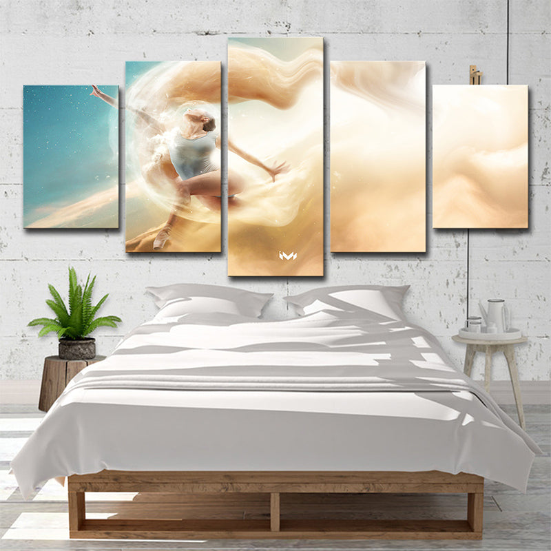 Brehn | Mehrteilige Tänzer Wandkunst Moderner Stil Leinwanddruck in Hellbraun für das Mädchenzimmer