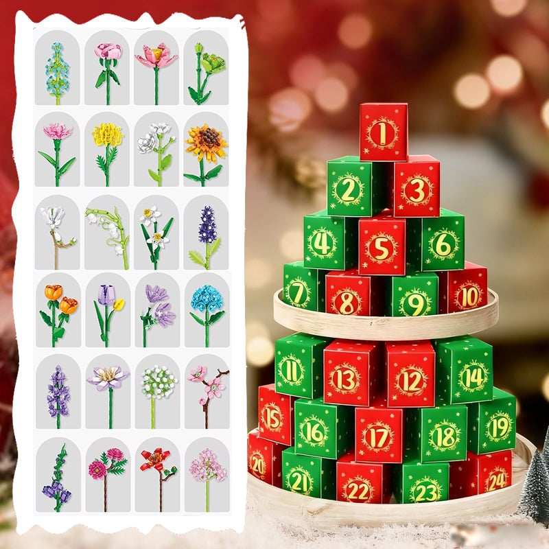 Brehn | Blumenstrauß Bauklötze Weihnachts Adventskalender Set - Weihnachtsgeschenk