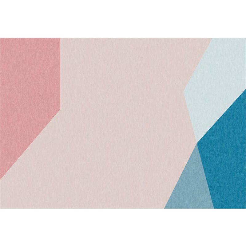 Brehn | Neuheit Wohnzimmer Teppich in Pink und Blau Colorblock Druck Teppich Polyester Fleckenresistent Waschbarer Bereich Teppich