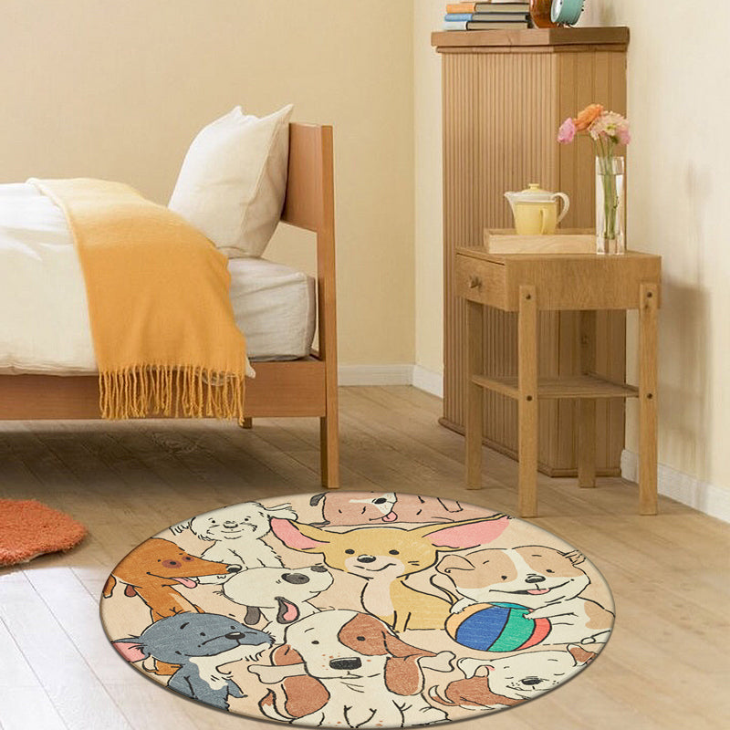 Brehn | Stijlvolle Cartoon Hond Patronen Tapijt Geel Kindertapijt Polyester Wasbaar Antislip Vloerkleed voor Kinderkamer