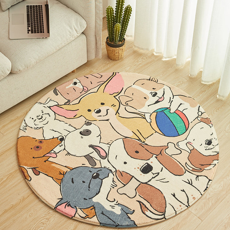Brehn | Stijlvolle Cartoon Hond Patronen Tapijt Geel Kindertapijt Polyester Wasbaar Antislip Vloerkleed voor Kinderkamer
