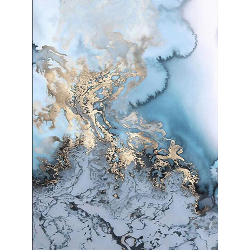 Brehn | Einzigartiger Aquarell-Muster-Teppich Blau und Grau Moderner Teppich Polyester Waschbar Rutschfeste Rückseite Teppich für das Wohnzimmer