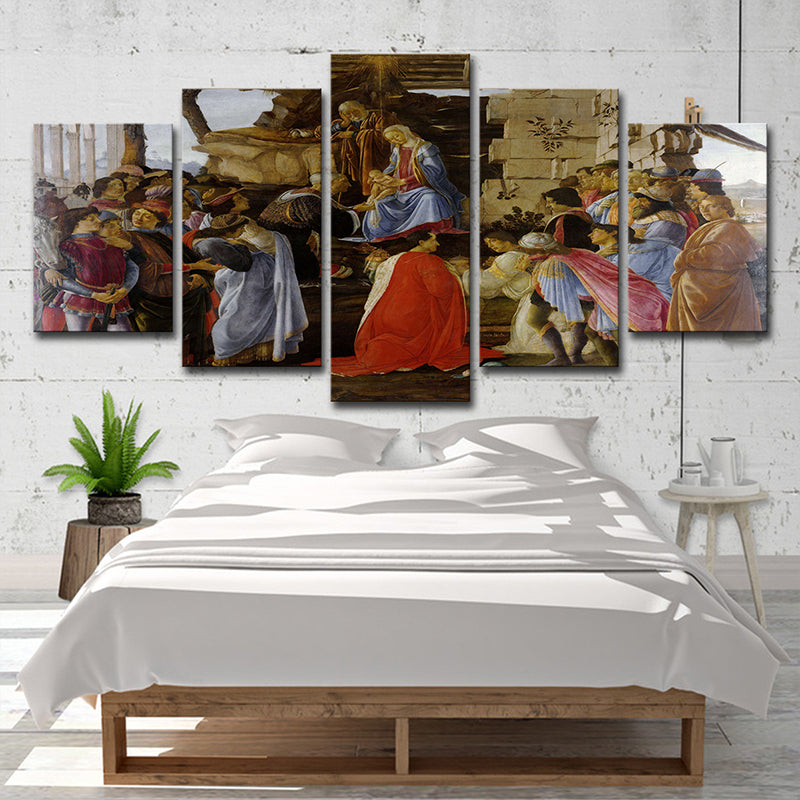 Brehn | Religieuze Jezus Preken Schilderij Moderne Multi-Piece Eetkamer Wanddecoratie in Rood
