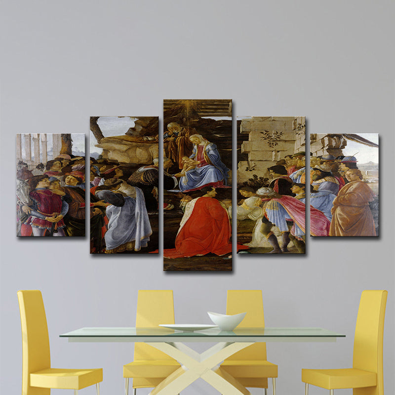 Brehn | Religieuze Jezus Preken Schilderij Moderne Multi-Piece Eetkamer Wanddecoratie in Rood