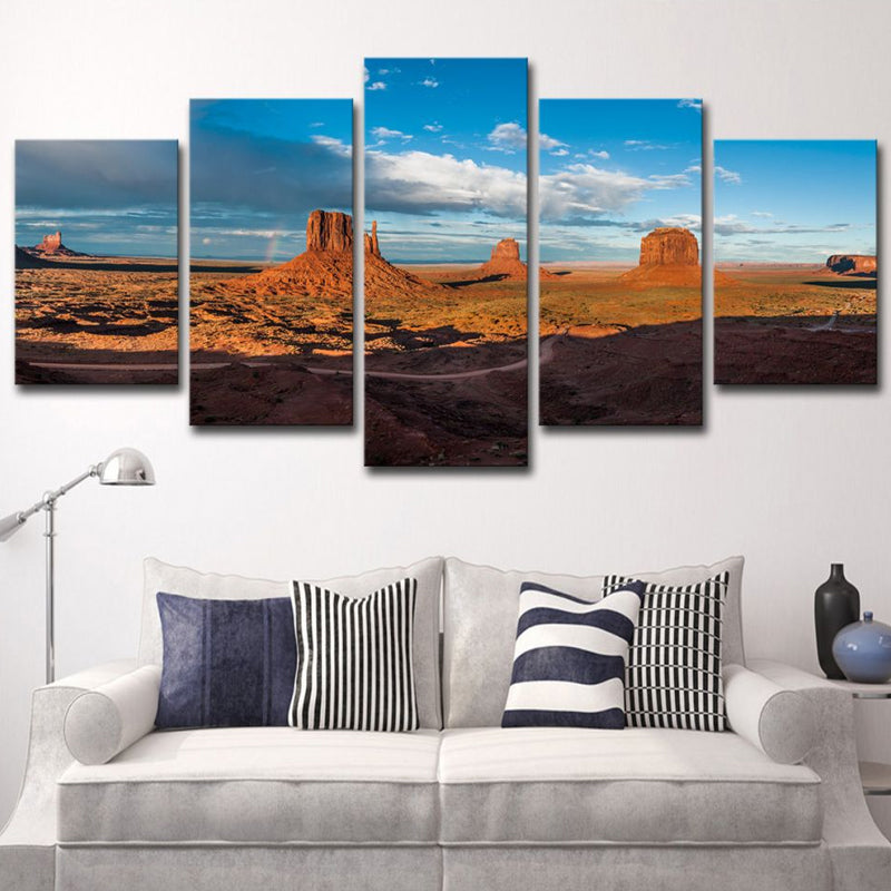 Brehn | Mehrteilige braune Leinwand Moderne Monument Valley Dämmerungsansicht Wandkunst Dekor für Zuhause