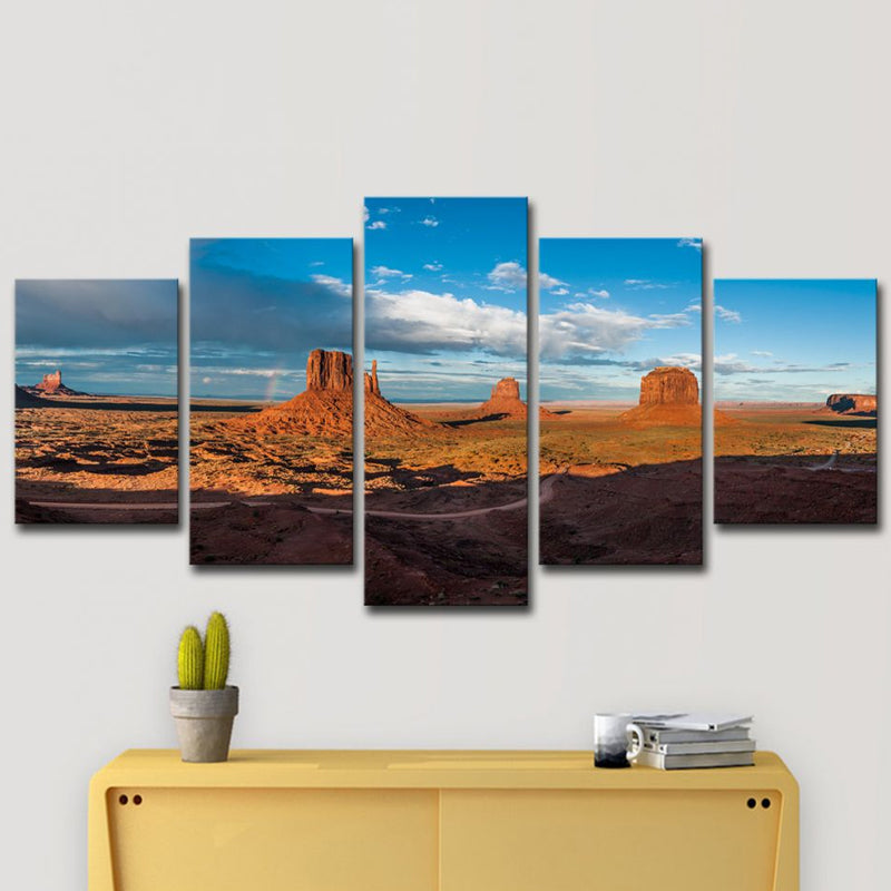 Brehn | Mehrteilige braune Leinwand Moderne Monument Valley Dämmerungsansicht Wandkunst Dekor für Zuhause