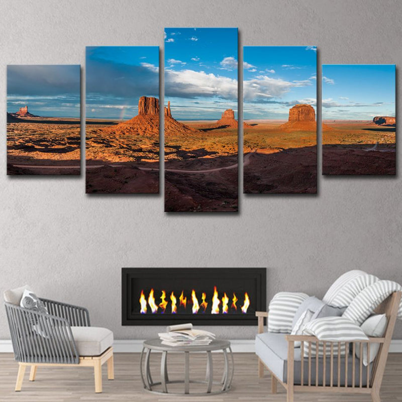 Brehn | Mehrteilige braune Leinwand Moderne Monument Valley Dämmerungsansicht Wandkunst Dekor für Zuhause
