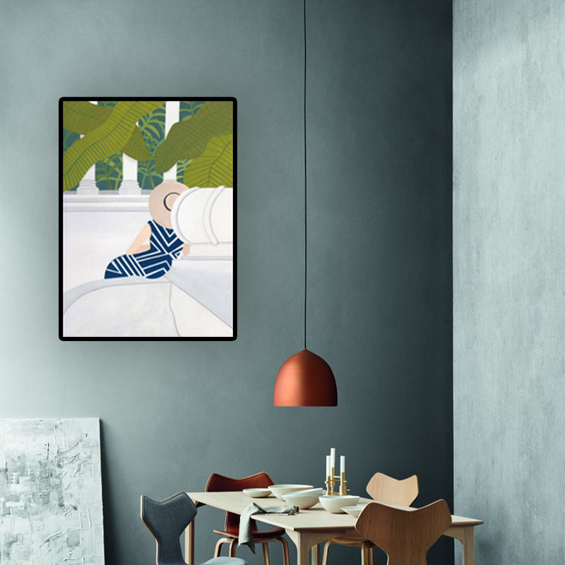Brehn | Grünes nordisches gewickeltes Leinwandbild für Frauen und malerischer Wandkunstdruck für das Schlafzimmer