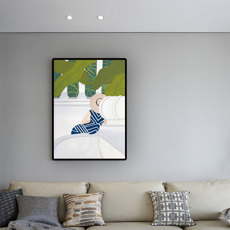 Brehn | Grünes nordisches gewickeltes Leinwandbild für Frauen und malerischer Wandkunstdruck für das Schlafzimmer