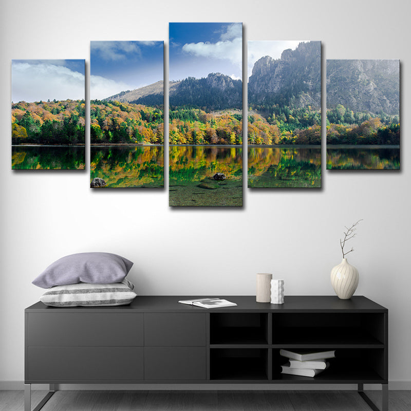 Brehn | Österreich Natur Landschaft Wanddekoration Dunkelgrün Modernes Leinwand Wandkunst für Haus