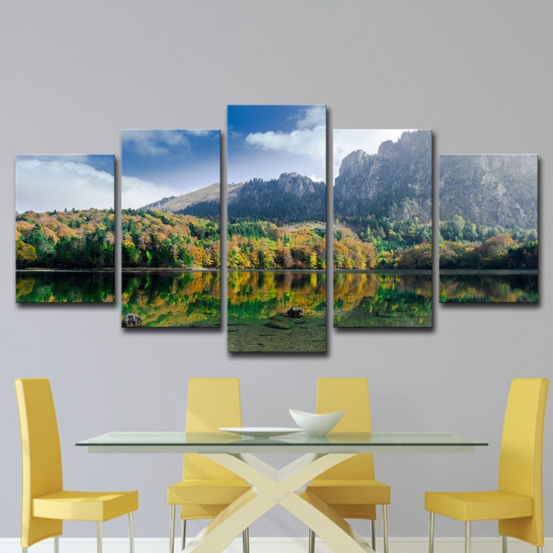 Brehn | Österreich Natur Landschaft Wanddekoration Dunkelgrün Modernes Leinwand Wandkunst für Haus