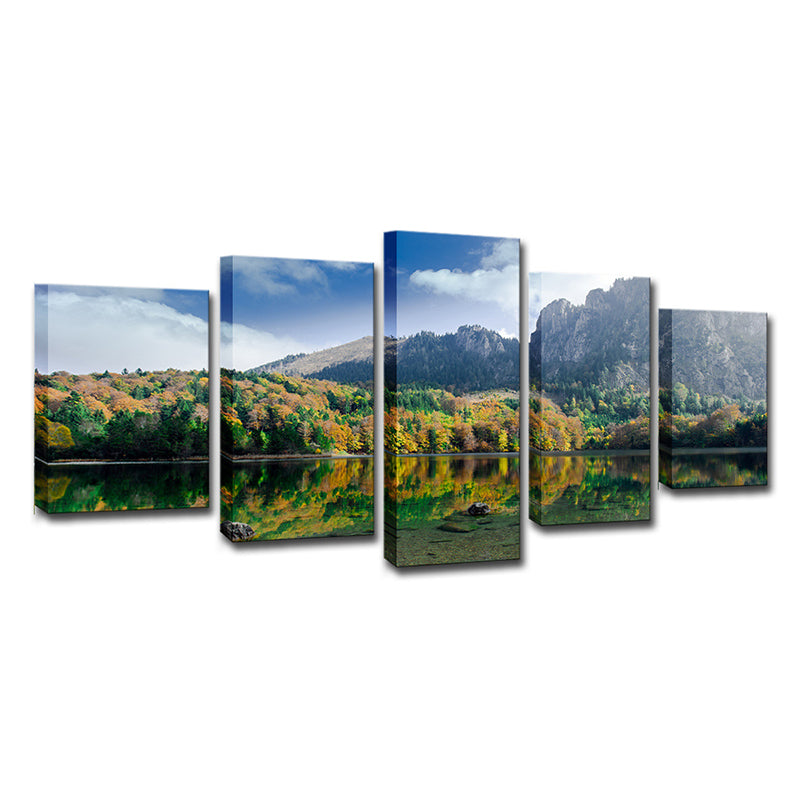 Brehn | Österreich Natur Landschaft Wanddekoration Dunkelgrün Modernes Leinwand Wandkunst für Haus